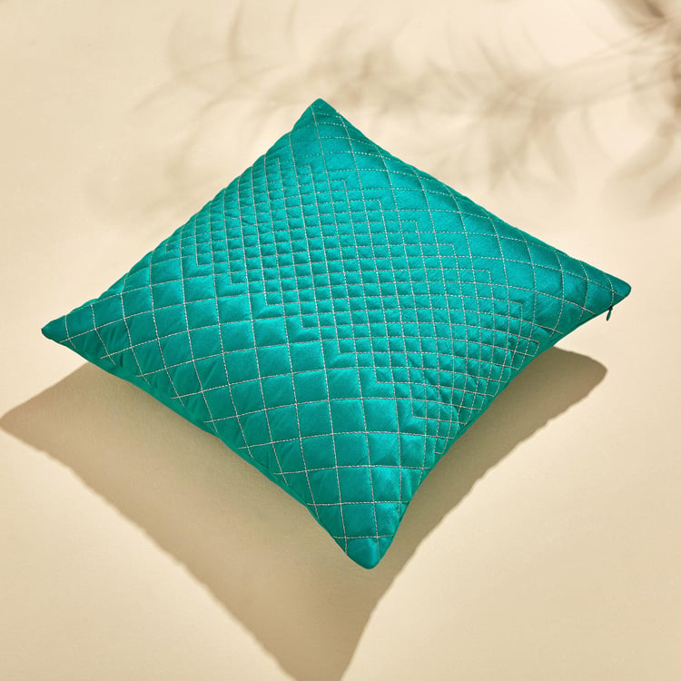 Velour Zari Quilted Cushion Cover - 40x40cm