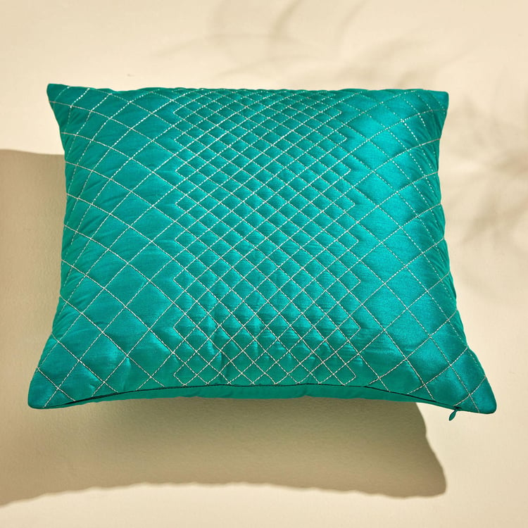 Velour Zari Quilted Cushion Cover - 40x40cm