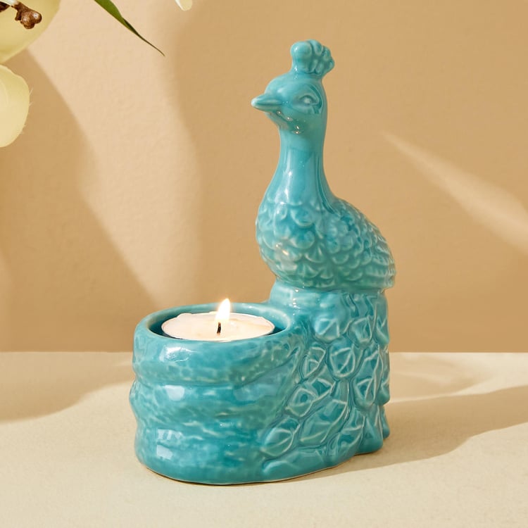 Rylee Ivana Ceramic Peacock T-Light Holder