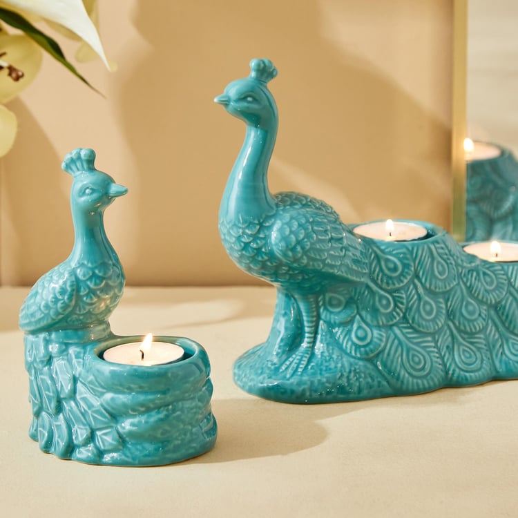 Rylee Ivana Ceramic Peacock T-Light Holder