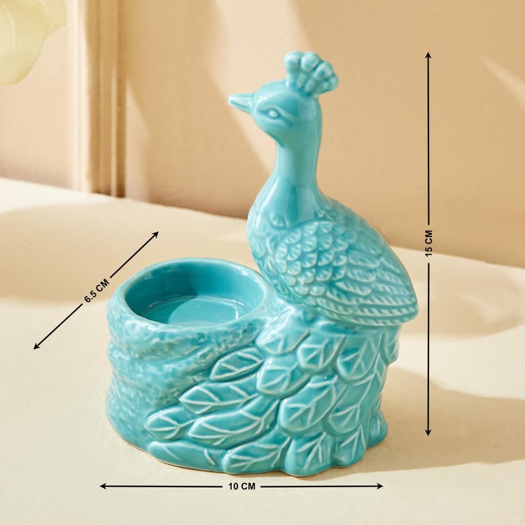 Rylee Ivana Ceramic Peacock T-Light Holder