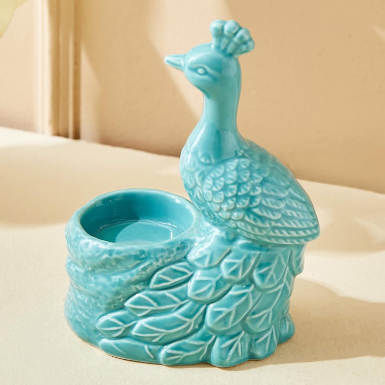 Rylee Ivana Ceramic Peacock T-Light Holder