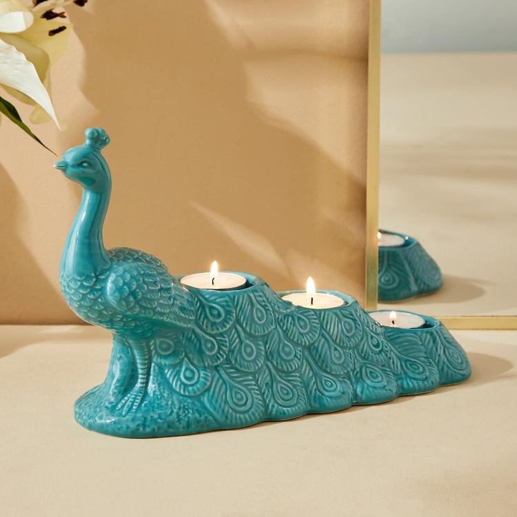 Rylee Ivana Ceramic Peacock Multi T-Light Holder