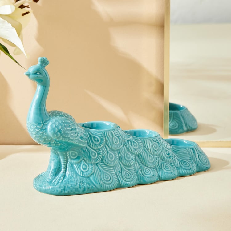 Rylee Ivana Ceramic Peacock Multi T-Light Holder