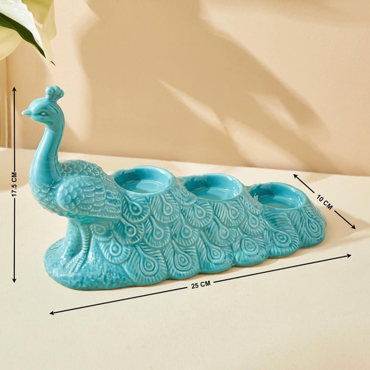 Rylee Ivana Ceramic Peacock Multi T-Light Holder