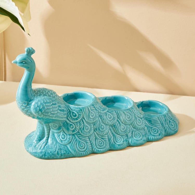 Rylee Ivana Ceramic Peacock Multi T-Light Holder