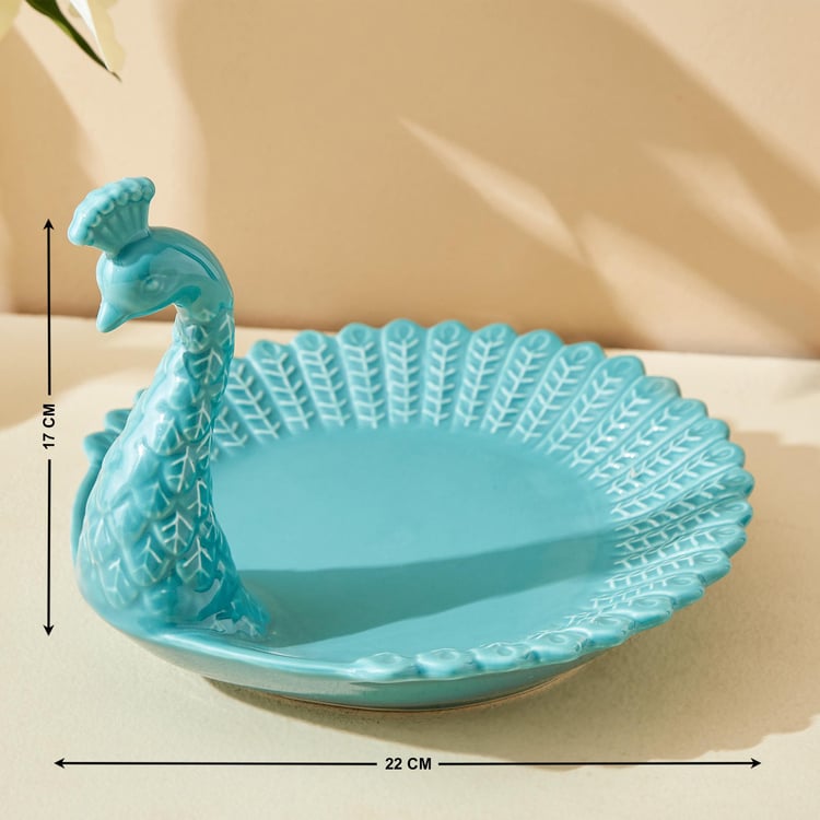 Rylee Ivana Ceramic Peacock Decorative Platter