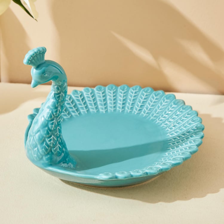 Rylee Ivana Ceramic Peacock Decorative Platter