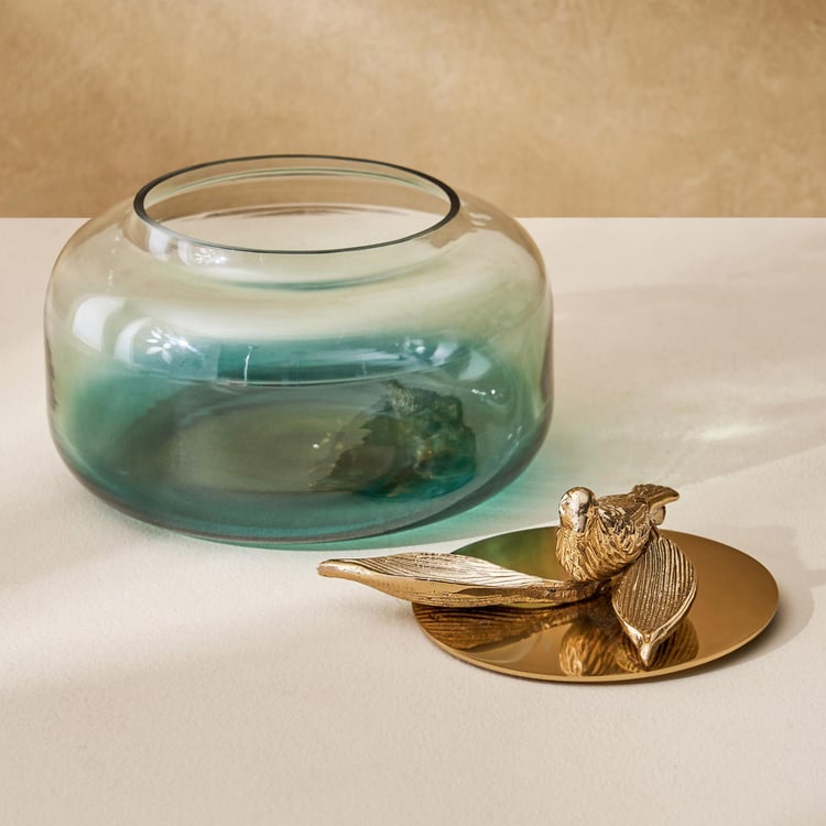 Splendid Goldcrest Gloria Glass Birds Table Accent