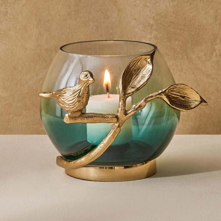 Splendid Goldcrest Gloria Glass Bird Votive Holder