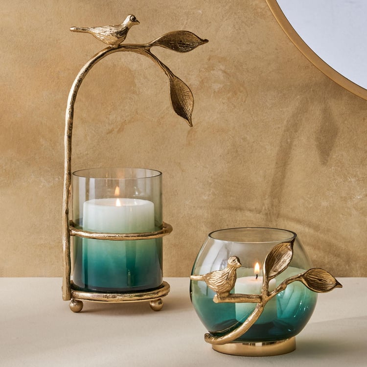 Splendid Goldcrest Gloria Glass Bird Votive Holder