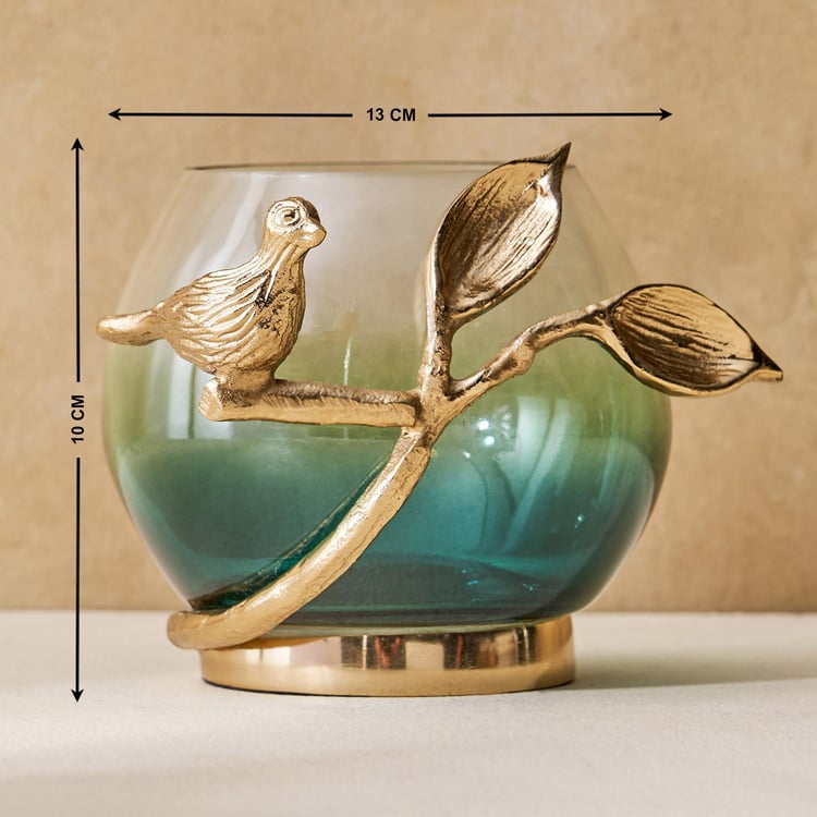 Splendid Goldcrest Gloria Glass Bird Votive Holder