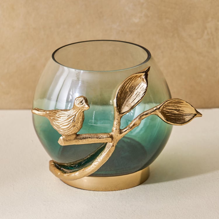 Splendid Goldcrest Gloria Glass Bird Votive Holder