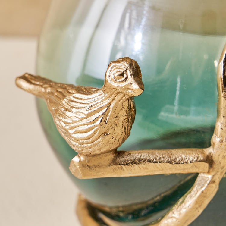 Splendid Goldcrest Gloria Glass Bird Votive Holder