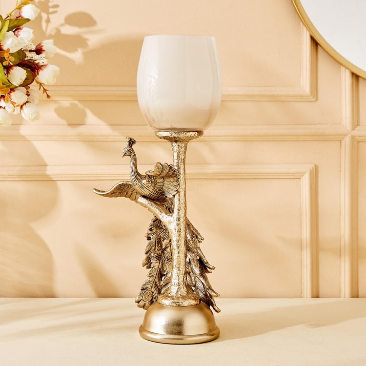 Eternity Vivere Glass Peacock T-Light Candle Holder