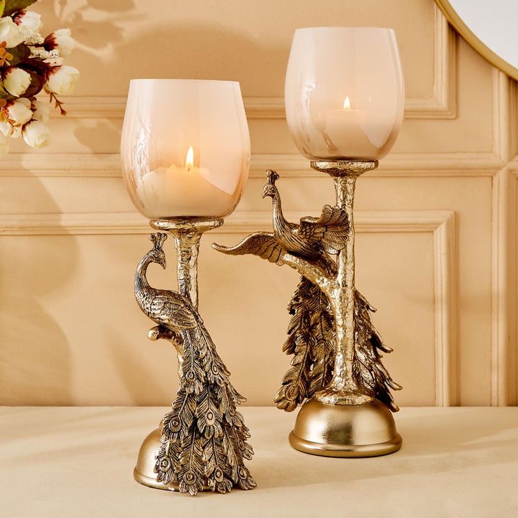 Eternity Vivere Glass Peacock T-Light Candle Holder