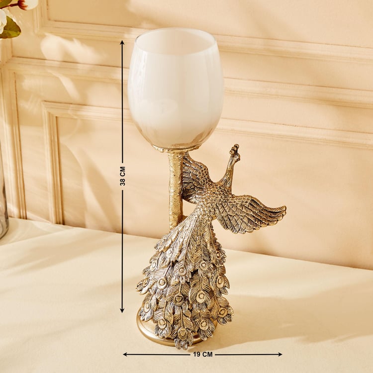 Eternity Vivere Glass Peacock T-Light Candle Holder