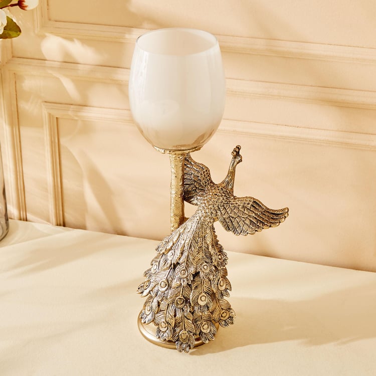 Eternity Vivere Glass Peacock T-Light Candle Holder