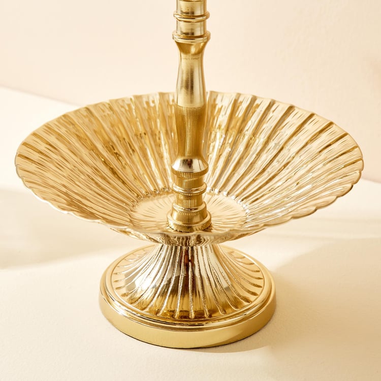 Hoovu Flor Metal 2-Tier Ribbed Cake Stand