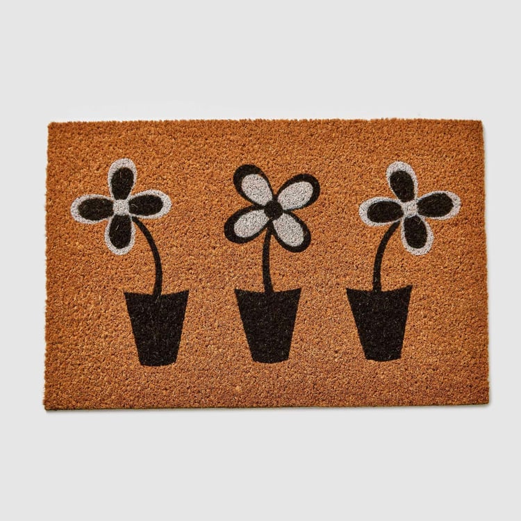 Stencila Coir Floral Print Doormat - 60x40cm