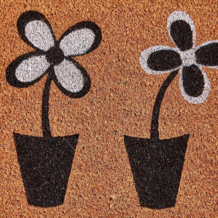 Stencila Coir Floral Print Doormat - 60x40cm