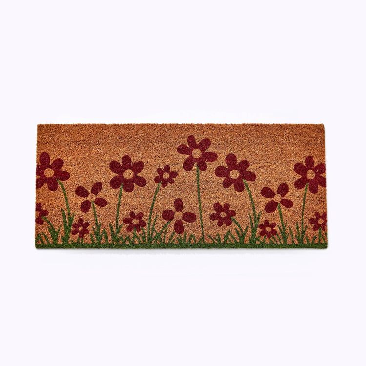 Stencila Coir Floral Print Doormat - 70x30cm