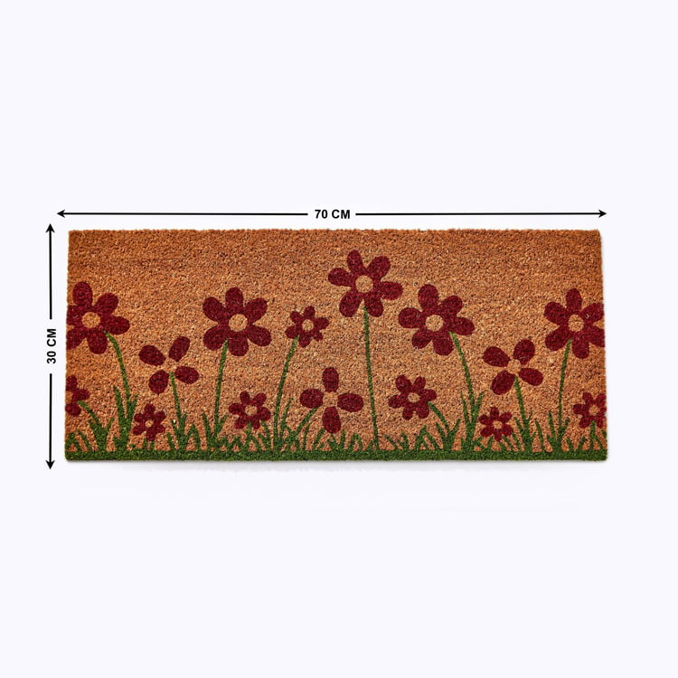 Stencila Coir Floral Print Doormat - 70x30cm