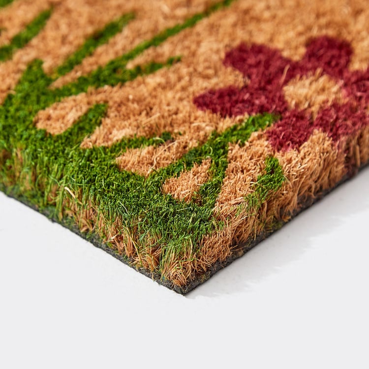 Stencila Coir Floral Print Doormat - 70x30cm