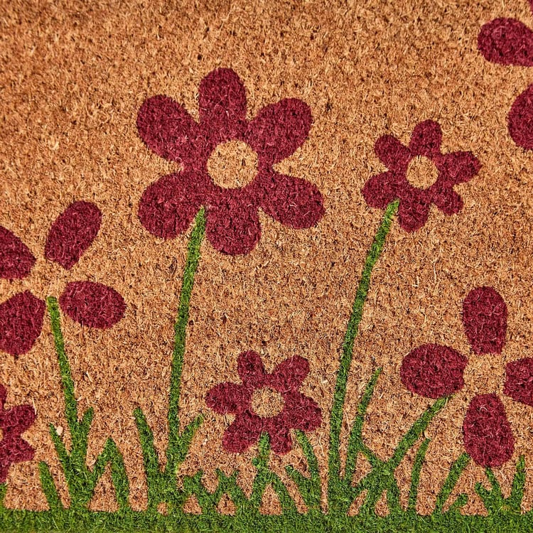 Stencila Coir Floral Print Doormat - 70x30cm