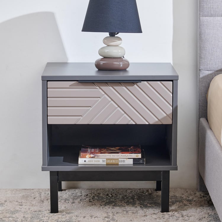 Connect Bedside Table with Drawer - Grey