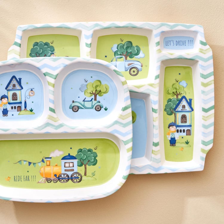 Slate Kids Melamine Printed 3 Partition Plate - 24x21.5cm