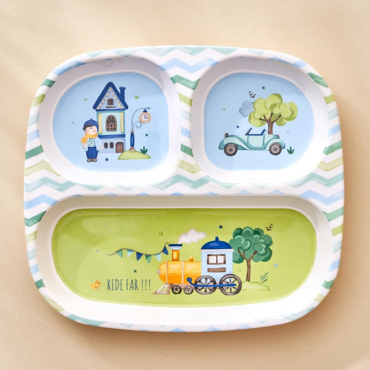 Slate Kids Melamine Printed 3 Partition Plate - 24x21.5cm