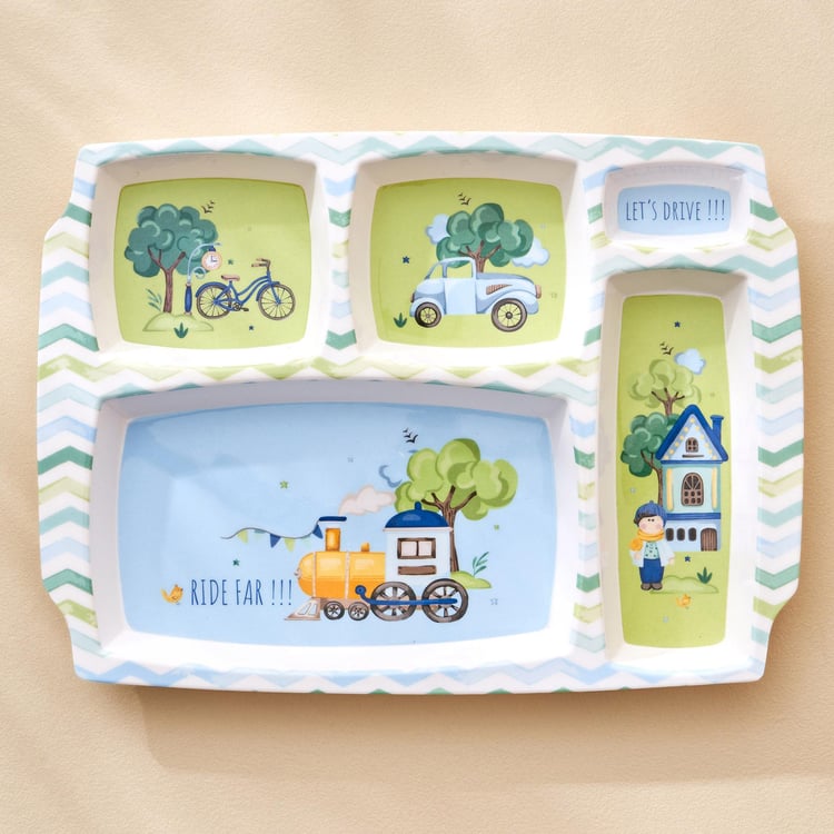 Slate Kids Melamine Printed 5 Partition Plate - 31x23cm