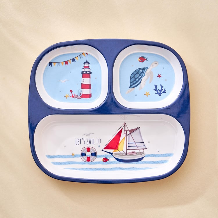 Slate Kids Melamine Printed 3 Partition Plate - 24x21.5cm