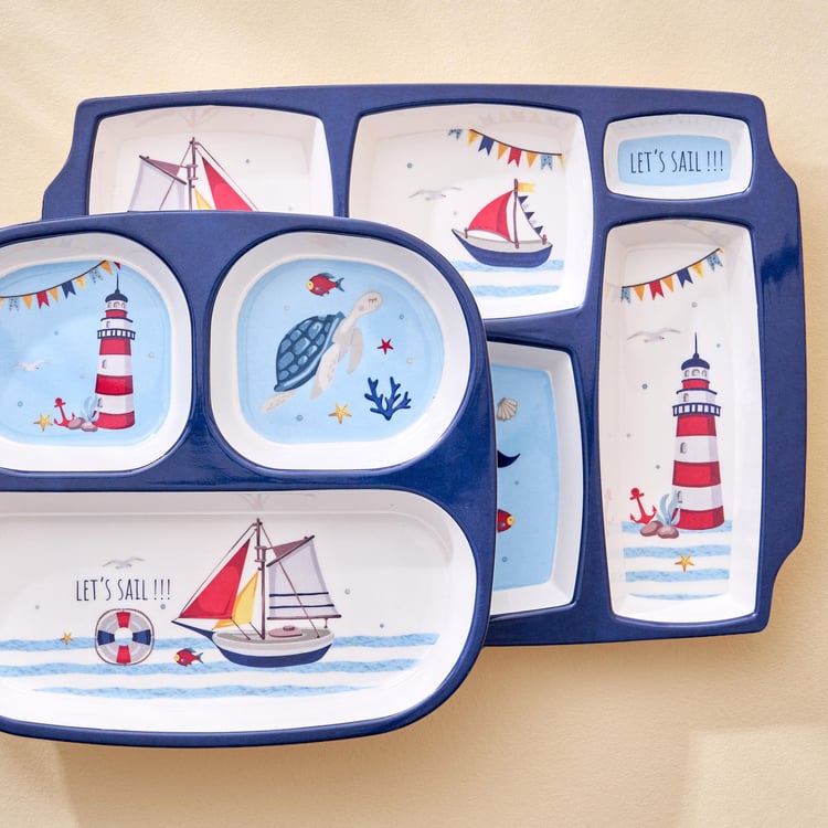 Slate Kids Melamine Printed 3 Partition Plate - 24x21.5cm