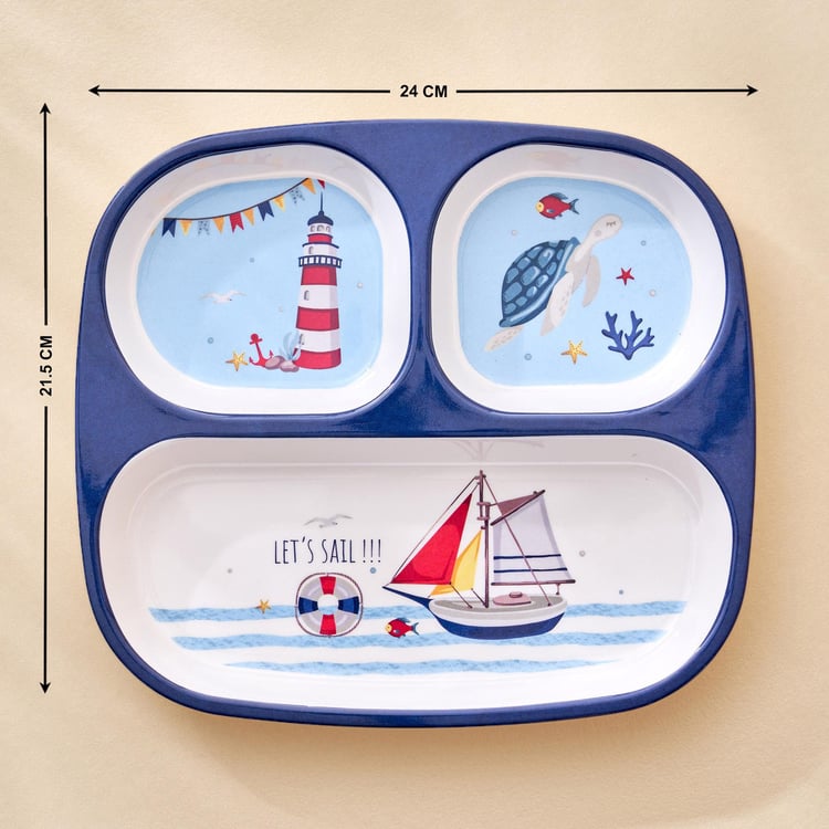 Slate Kids Melamine Printed 3 Partition Plate - 24x21.5cm