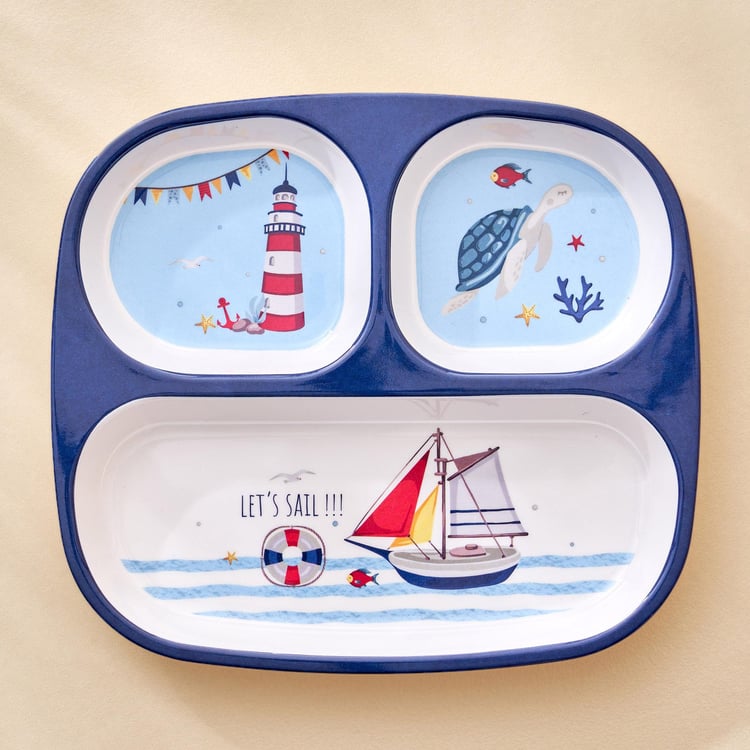 Slate Kids Melamine Printed 3 Partition Plate - 24x21.5cm