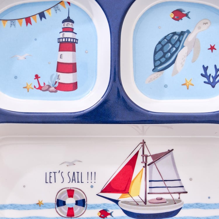 Slate Kids Melamine Printed 3 Partition Plate - 24x21.5cm