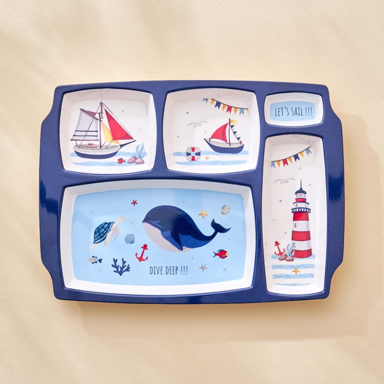 Slate Kids Melamine Printed 5 Partition Plate - 31x23cm