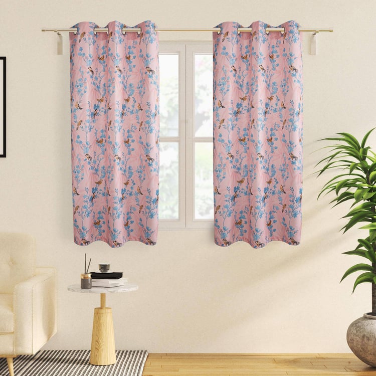 Senorita Cerise Set of 2 Printed Light Filtering Window Curtains - 5ft