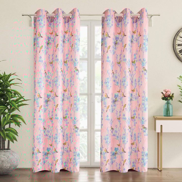 Senorita Cerise Set of 2 Printed Light Filtering Door Curtains - 7ft