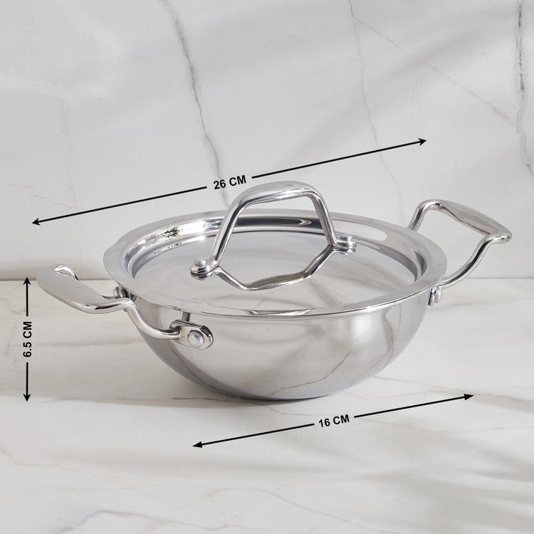 Valeria Carin Stainless Steel Kadhai with Lid - 16cm