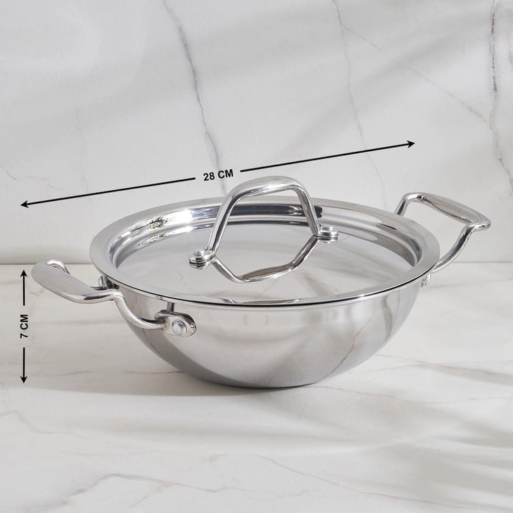 Valeria Carin Stainless Steel Kadhai with Lid - 18cm