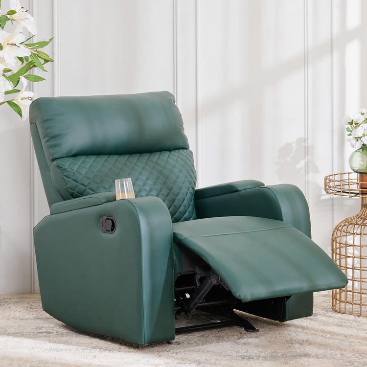 Asher Faux Leather 1-Seater Recliner - Green