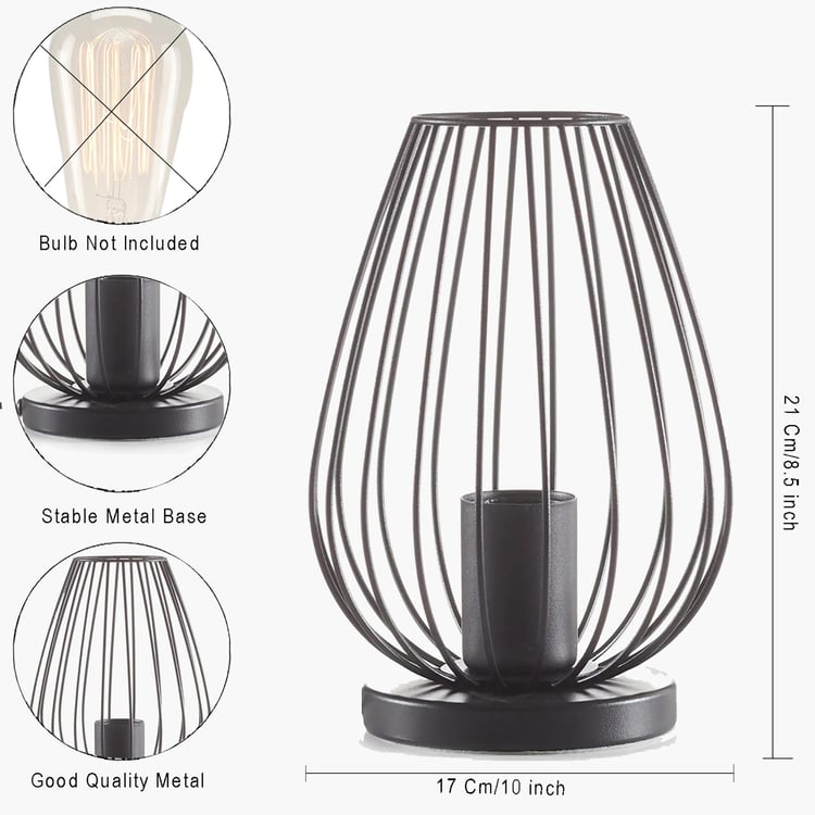 HOMESAKE Metal Geometric Cage Table Lamp