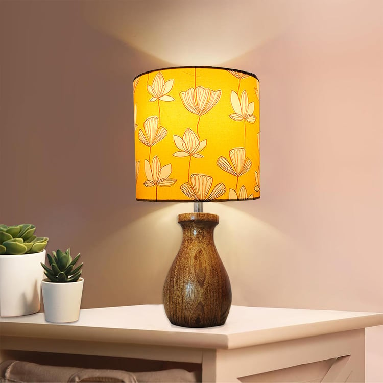 HOMESAKE Wooden Dovel Pot Leaf Table Lamp