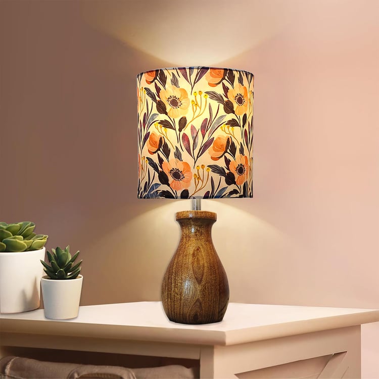 HOMESAKE Wooden Dovel Pot Iris Table Lamp