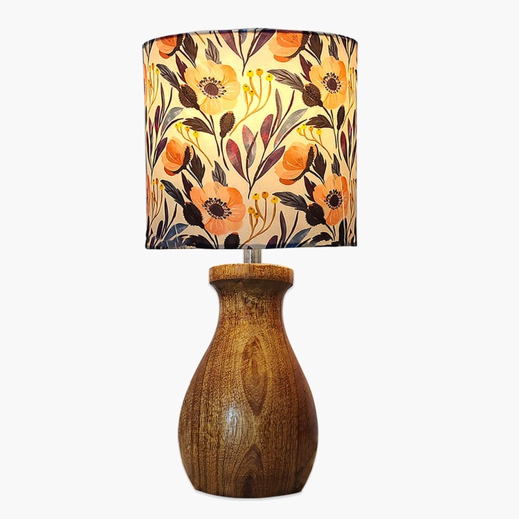 HOMESAKE Wooden Dovel Pot Iris Table Lamp