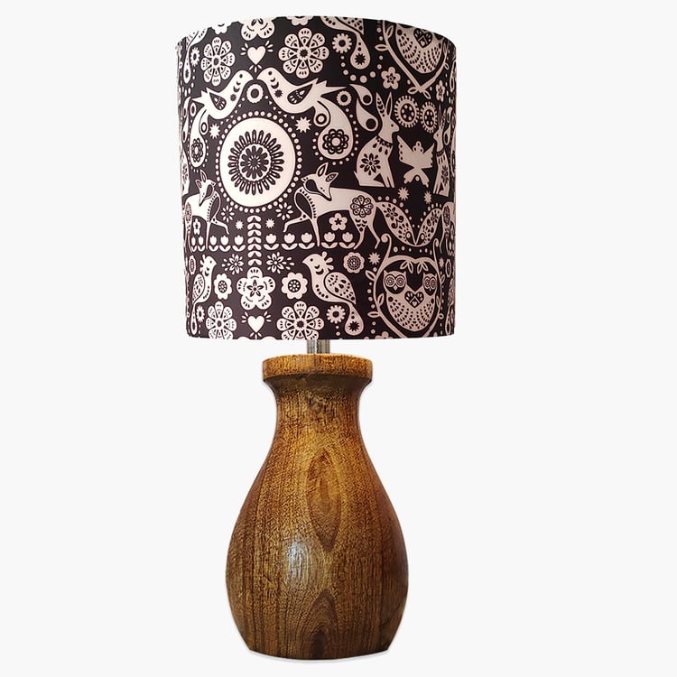 HOMESAKE Wooden Dovel Pot Hibiscus Table Lamp