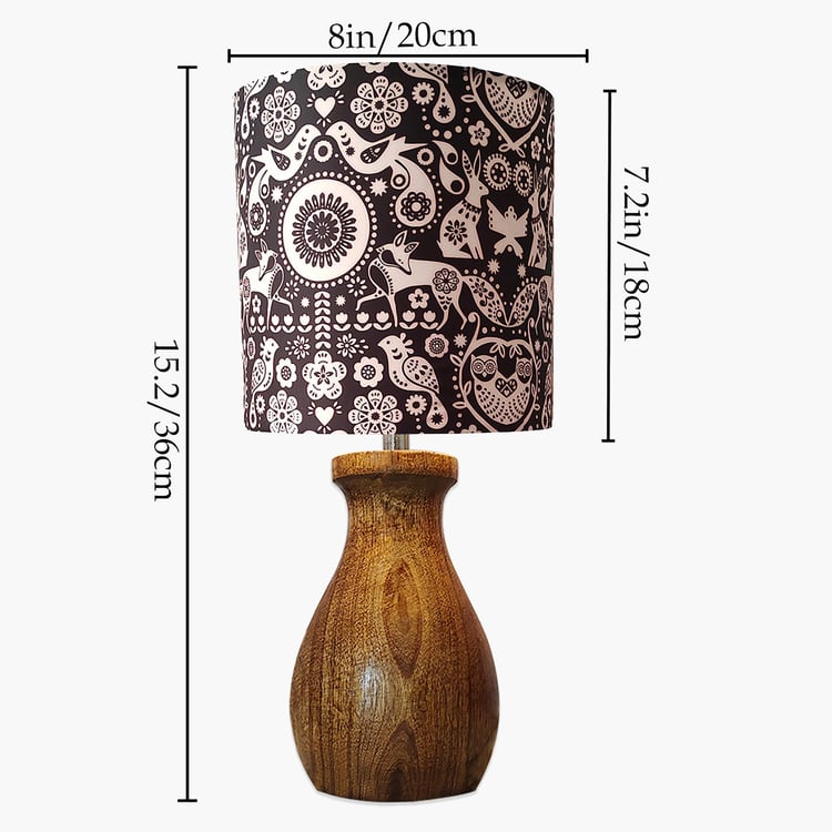 HOMESAKE Wooden Dovel Pot Hibiscus Table Lamp